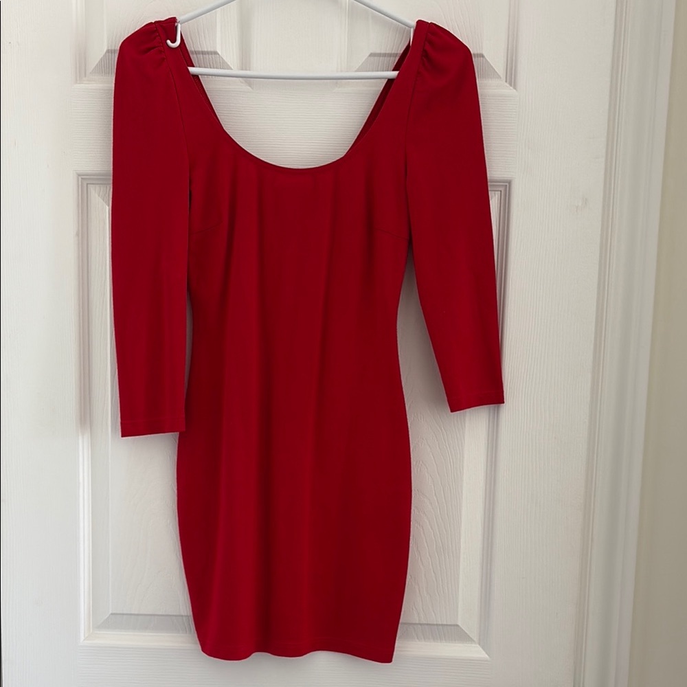 H&M Red Long Sleeve Dress